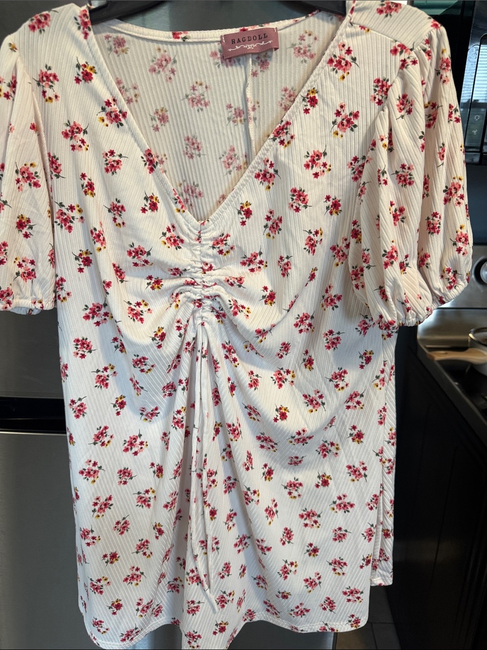 Ragdoll White Chemise-Style Top with Pink Floral